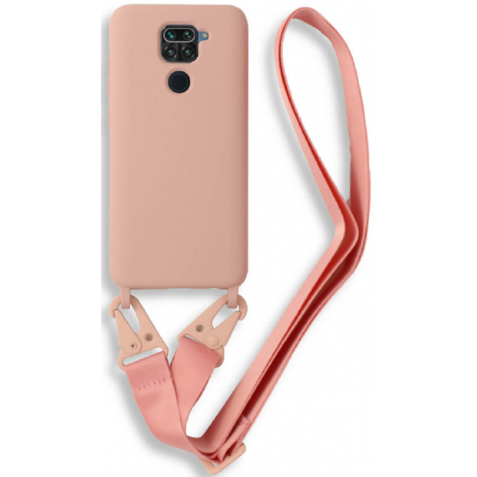 Bodycell Θήκη Σιλικόνης με Λουράκι Λαιμού - Xiaomi Redmi Note 9 - Pink (5206015002526)