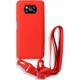 Bodycell Θήκη Σιλικόνης με Λουράκι Λαιμού - Xiaomi Poco X3 / X3 Pro / X3 NFC - Red (5206015002700)