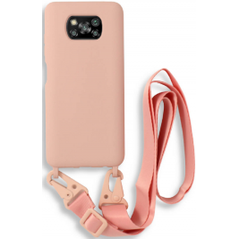 Bodycell Θήκη Σιλικόνης με Λουράκι Λαιμού - Xiaomi Poco X3 / X3 Pro / X3 NFC - Pink (5206015002694)