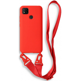 Bodycell Θήκη Σιλικόνης με Λουράκι Λαιμού - Xiaomi Redmi 9C - Red (5206015002908)