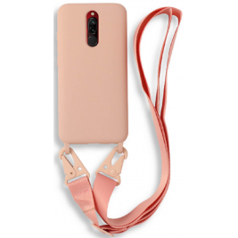 Bodycell Θήκη Σιλικόνης με Λουράκι Λαιμού - Xiaomi Redmi 8 - Pink (5206015002779)