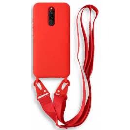 Bodycell Θήκη Σιλικόνης με Λουράκι Λαιμού - Xiaomi Redmi 8 - Red (5206015002786)