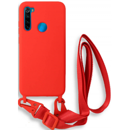 Bodycell Θήκη Σιλικόνης με Λουράκι Λαιμού - Xiaomi Redmi Note 8 / Note 8 2021 - Red (5206015002359)