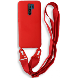 Bodycell Θήκη Σιλικόνης με Λουράκι Λαιμού - Xiaomi Redmi 9 - Red (5206015002823)