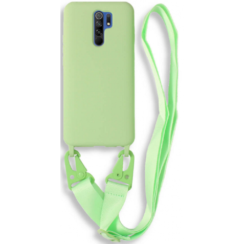 Bodycell Θήκη Σιλικόνης με Λουράκι Λαιμού - Xiaomi Redmi 9 - Green (5206015002809)
