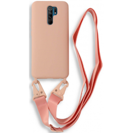 Bodycell Θήκη Σιλικόνης με Λουράκι Λαιμού - Xiaomi Redmi 9 - Pink (5206015002816)