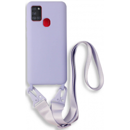 Bodycell Θήκη Σιλικόνης με Λουράκι Λαιμού - Samsung Galaxy A21s - Violet (5206015001246)