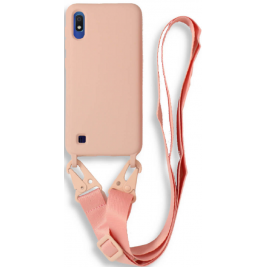 Bodycell Θήκη Σιλικόνης με Λουράκι Λαιμού - Samsung Galaxy A10 - Pink (5206015000638)