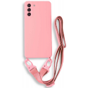 Bodycell Θήκη Σιλικόνης με Λουράκι Λαιμού - Samsung Galaxy S21 5G - Pink (5206015001857)