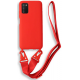 Bodycell Θήκη Σιλικόνης με Λουράκι Λαιμού - Samsung Galaxy A03s - Red (5206015000539)
