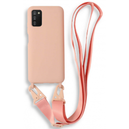 Bodycell Θήκη Σιλικόνης με Λουράκι Λαιμού - Samsung Galaxy A03s - Pink (5206015000522)