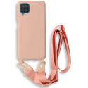 Bodycell Θήκη Σιλικόνης με Λουράκι Λαιμού - Samsung Galaxy A12 - Pink (5206015000676)