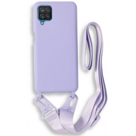 Bodycell Θήκη Σιλικόνης με Λουράκι Λαιμού - Samsung Galaxy A12 - Violet (5206015001161)