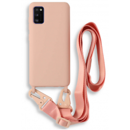 Bodycell Θήκη Σιλικόνης με Λουράκι Λαιμού - Samsung Galaxy A41 - Pink (5206015001468)