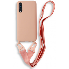 Bodycell Θήκη Σιλικόνης με Λουράκι Λαιμού - Samsung Galaxy A70 - Pink (5206015001611)