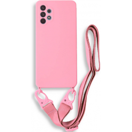 Bodycell Θήκη Σιλικόνης με Λουράκι Λαιμού - Samsung Galaxy A72 - Pink (5206015001710)