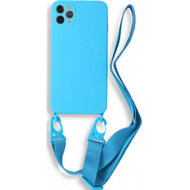 Bodycell Θήκη Σιλικόνης με Λουράκι Λαιμού - Apple iPhone 11 Pro Max - Light Blue (5206015000164)