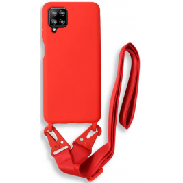 Bodycell Θήκη Σιλικόνης με Λουράκι Λαιμού - Samsung Galaxy A42 5G - Red (5206015001512)
