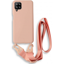 Bodycell Θήκη Σιλικόνης με Λουράκι Λαιμού - Samsung Galaxy A42 5G - Pink (5206015001505)
