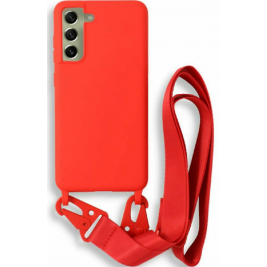 Bodycell Θήκη Σιλικόνης με Λουράκι Λαιμού - Samsung Galaxy S21 FE 5G - Red (5206015001819)