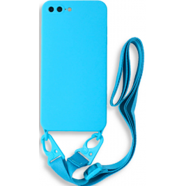 Bodycell Θήκη Σιλικόνης με Λουράκι Λαιμού - Apple iPhone 8 Plus / 7 Plus - Light Blue (5206015000379)