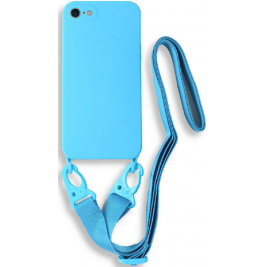 Bodycell Θήκη Σιλικόνης με Λουράκι Λαιμού - Apple iPhone SE 2022 / 2020 / 8 / 7 - Light Blue (5206015000409)