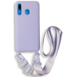 Bodycell Θήκη Σιλικόνης με Λουράκι Λαιμού - Samsung Galaxy A30 - Violet (5206015001345)