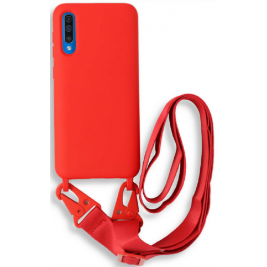 Bodycell Θήκη Σιλικόνης με Λουράκι Λαιμού - Samsung Galaxy A50 / A30s - Red (5206015001550)