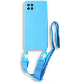 Bodycell Θήκη Σιλικόνης με Λουράκι Λαιμού - Samsung Galaxy A22 5G - Light Blue (5206015001284)