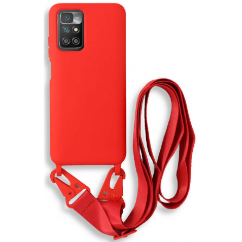 Bodycell Θήκη Σιλικόνης με Λουράκι Λαιμού - Xiaomi Redmi 10 / Redmi 10 2022 - Red (5206015002748)