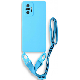Bodycell Θήκη Σιλικόνης με Λουράκι Λαιμού - Xiaomi Redmi Note 10 Pro - Blue (5206015002311)
