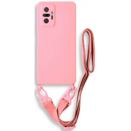 Bodycell Θήκη Σιλικόνης με Λουράκι Λαιμού - Xiaomi Redmi Note 10 Pro - Pink (5206015002939)