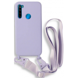 Bodycell Θήκη Σιλικόνης με Λουράκι Λαιμού - Xiaomi Redmi Note 8 / Note 8 2021 - Violet (5206015002366)