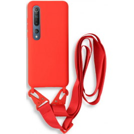 Bodycell Θήκη Σιλικόνης με Λουράκι Λαιμού - Xiaomi Mi 10 / Mi 10 Pro - Red (5206015001956)