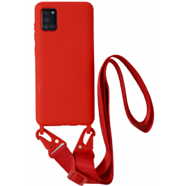 Bodycell Θήκη Σιλικόνης με Λουράκι Λαιμού - Samsung Galaxy A31 - Red (5206015001376)