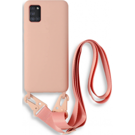 Bodycell Θήκη Σιλικόνης με Λουράκι Λαιμού - Samsung Galaxy A31 - Pink (5206015001369)