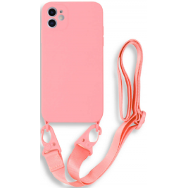 Bodycell Θήκη Σιλικόνης με Λουράκι Λαιμού - Apple iPhone 11 - Pink (5206015000157)