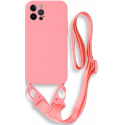 Bodycell Θήκη Σιλικόνης με Λουράκι Λαιμού - Apple iPhone 12 Pro - Pink (5206015000249)