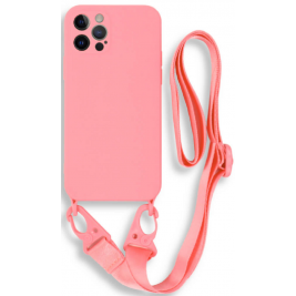 Bodycell Θήκη Σιλικόνης με Λουράκι Λαιμού - Apple iPhone 12 Pro Max - Pink (5206015000270)