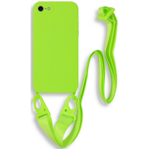 Bodycell Θήκη Σιλικόνης με Λουράκι Λαιμού - Apple iPhone SE 2022 / 2020 / 8 / 7 - Light Green (5206015000416)