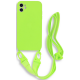 Bodycell Θήκη Σιλικόνης με Λουράκι Λαιμού - Apple iPhone 12 - Light Green (5206015000201)