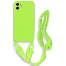 Bodycell Θήκη Σιλικόνης με Λουράκι Λαιμού - Apple iPhone 12 - Light Green (5206015000201)
