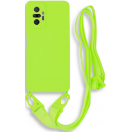 Bodycell Θήκη Σιλικόνης με Λουράκι Λαιμού - Xiaomi Redmi Note 10 Pro - Light Green (5206015002328)