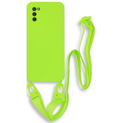 Bodycell Θήκη Σιλικόνης με Λουράκι Λαιμού - Samsung Galaxy A02s - Light Green (5206015000485)
