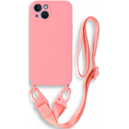 Bodycell Θήκη Σιλικόνης με Λουράκι Λαιμού - Apple iPhone 13 - Pink (5206015000300)