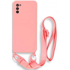 Bodycell Θήκη Σιλικόνης με Λουράκι Λαιμού - Samsung Galaxy A02s - Pink (5206015002922)