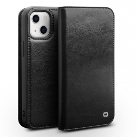 Θήκη iphone 14 genuine Leather QIALINO Classic Wallet Case-Black