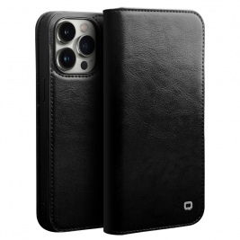 Θήκη iphone 14 Pro genuine Leather QIALINO Classic Wallet Case-Black