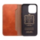 Θήκη iphone 14 QIALINO Leather Magnetic Clasp Flip Case-Light Brown