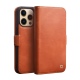 Θήκη iphone 14 Pro QIALINO Leather Magnetic Clasp Flip Case-Light Brown